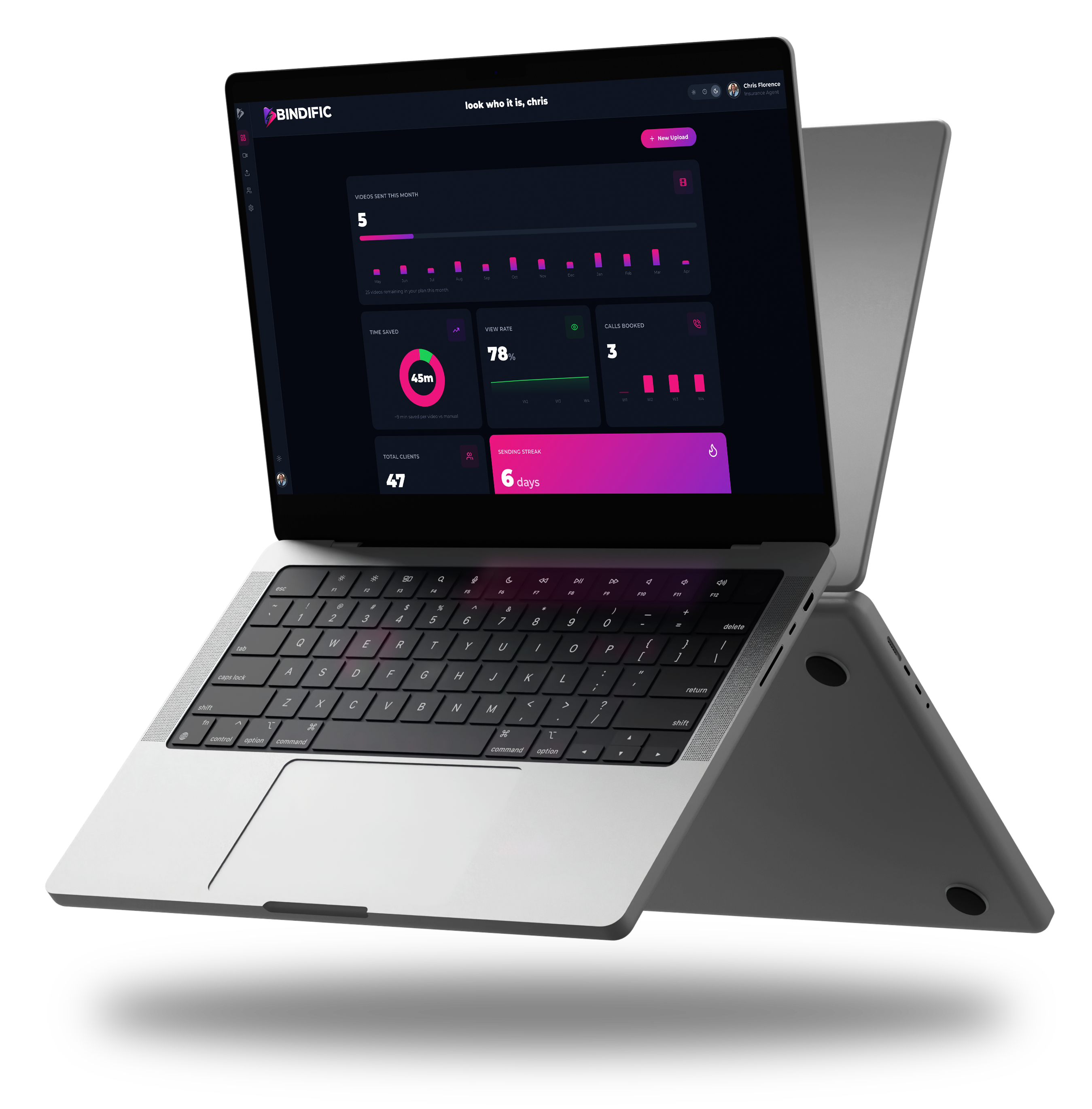 Bindific dashboard on a MacBook